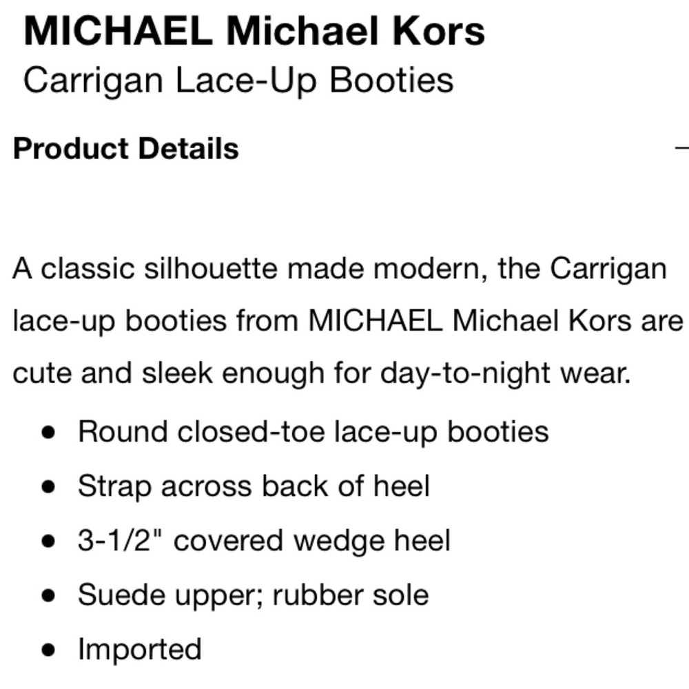 MICHAEL Michael Kors “Carrigan” Black Suede Wedge Lace Up Booties 8.5 - Picture 16 of 16
